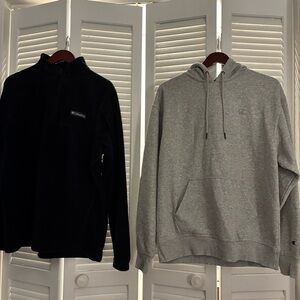 Mens sz L Sweatshirt Hoodie Bundle - Columbia and Champion - like new!